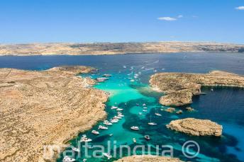 Areal photo of the Blue Lagoon, Comino, Malta
