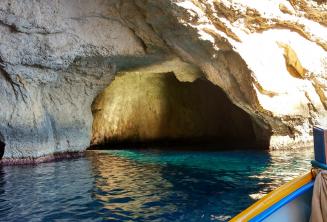 The inside of a cave at Blue Grotto
