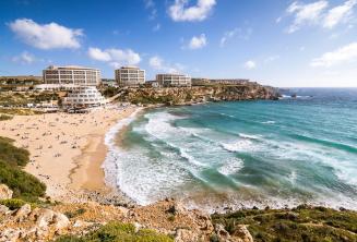 View of Golden Bay beach in Malta