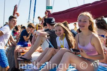 Young students enjoying a school trip