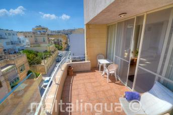 Balcony of English language school accommodation in St Julians