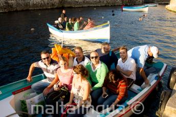 Students ready for a boat trip to Blue Grotto.