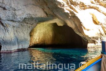 The inside of a cave at Blue Grotto