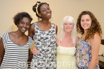 English language students posing at their homestay