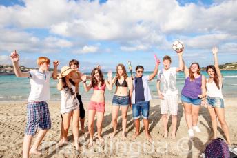 Students at the beach