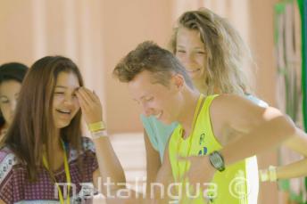 Students laughing and dancing at break time