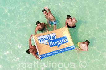 Teen students on a language school trip to the Blue Lagoon, Malta