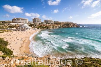 View of Golden Bay beach in Malta