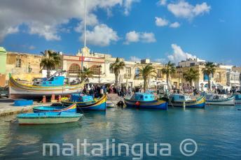 Boats at a fishing village in Malta