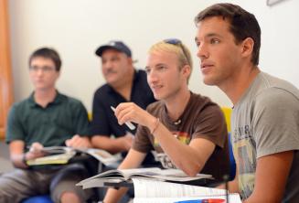 Language students listening in class