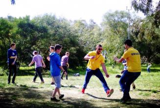Students playing games at Kennedy Grove park near our junior school residence