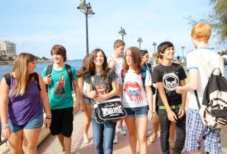 Junior student walking together