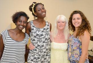 English language students posing at their homestay