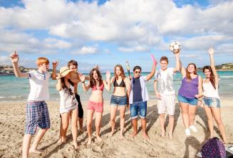 Students at the beach