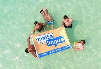 Teen students on a language school trip to the Blue Lagoon, Malta
