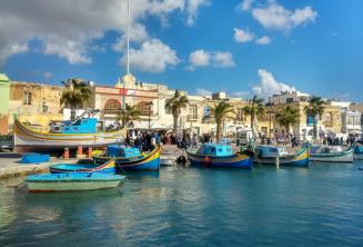 Boats at a fishing village in Malta